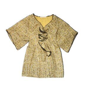 Susana Monaco Yellow & Black Geo Ruffle Mini Dress NWOT Size S